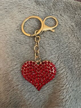 $12 or Bundle 3/$30! Gold Keychain with Red Crystal Heart Charm
